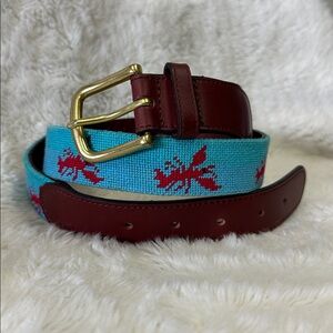 Tucker Blair Needlepoint Belt Size 38 Blue with lobsters